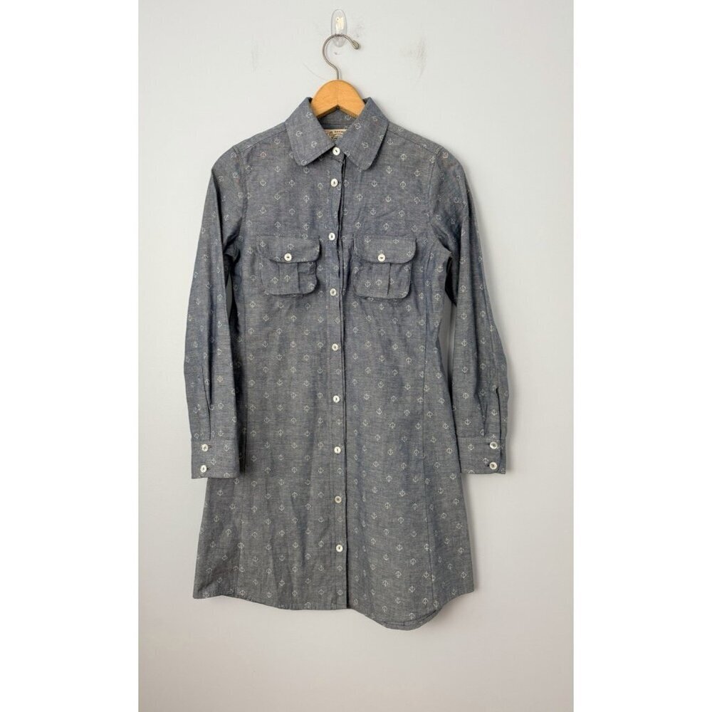 Fine Garments By Bell Alicia Size 2 Chambray Shirt Dress Nautical Anchor Print